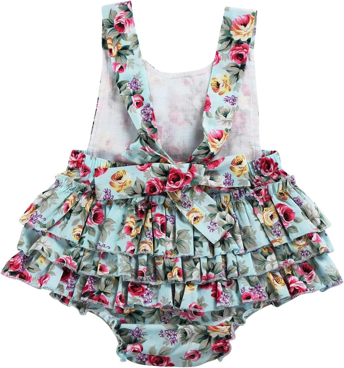 Baby Girl'S Floral Print Ruffles Romper Summer Clothes