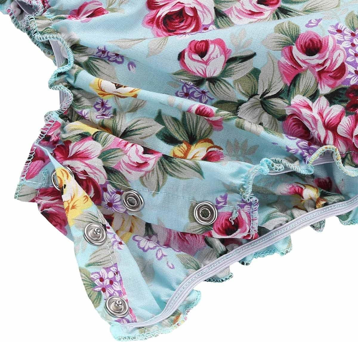 Baby Girl'S Floral Print Ruffles Romper Summer Clothes