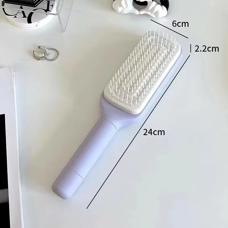 Automatic Cleaning Rotating Lifting Comb Self Cleaning Hairbrush Rotating Retractable anti Static Massage Comb Scalp Hair Comb