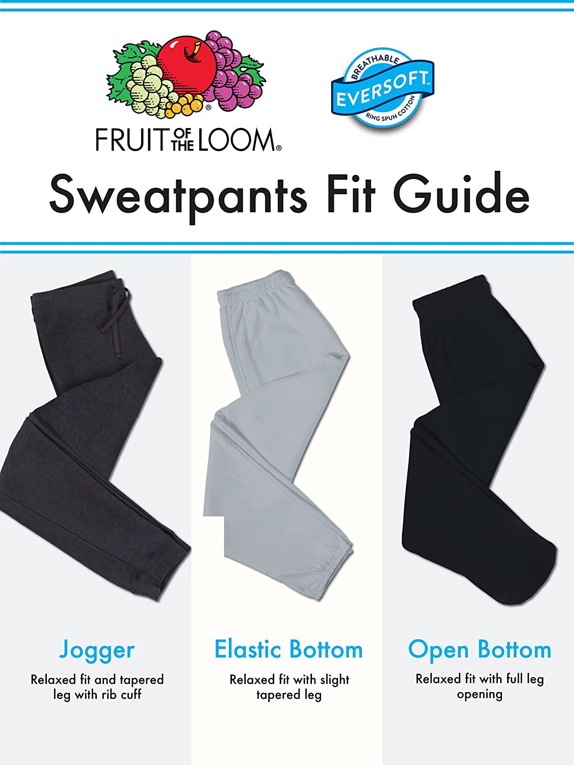 Eversoft Fleece Elastic Bottom Sweatpants with Pockets, Relaxed Fit, Moisture Wicking, Breathable